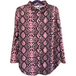 LuLaRoe Simply Comfortable Women's Geometric Blouse Button-Down Size M Polyester